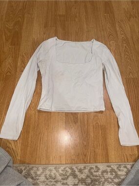 Women’s Square Neck Long Sleeve Top - White